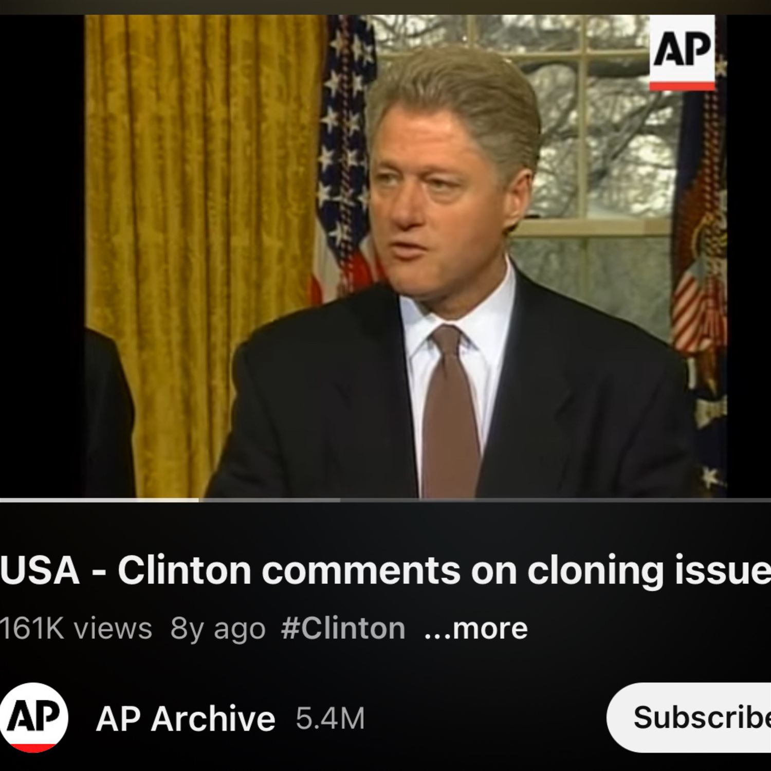 Bill Clinton's 1997 Speech on Banning HumanCloning