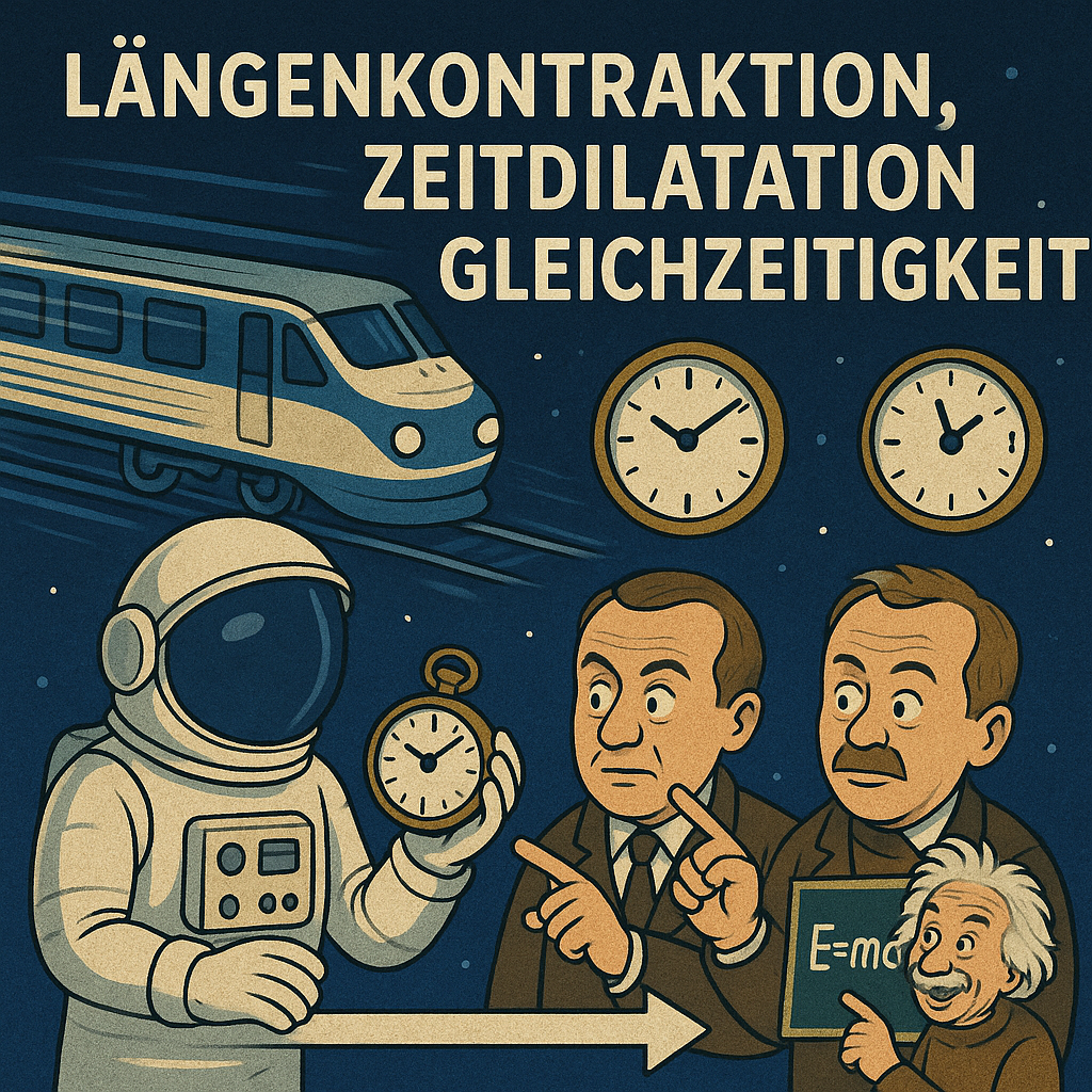 Längenkontraktion, Zeitdilatation, Gleichzeitigkeit