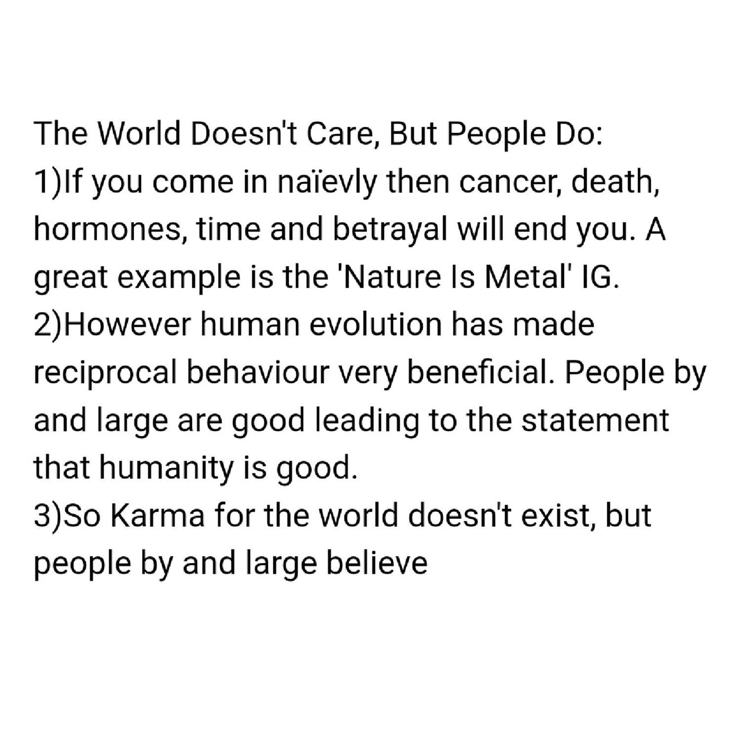 The world doesn't care, but people do