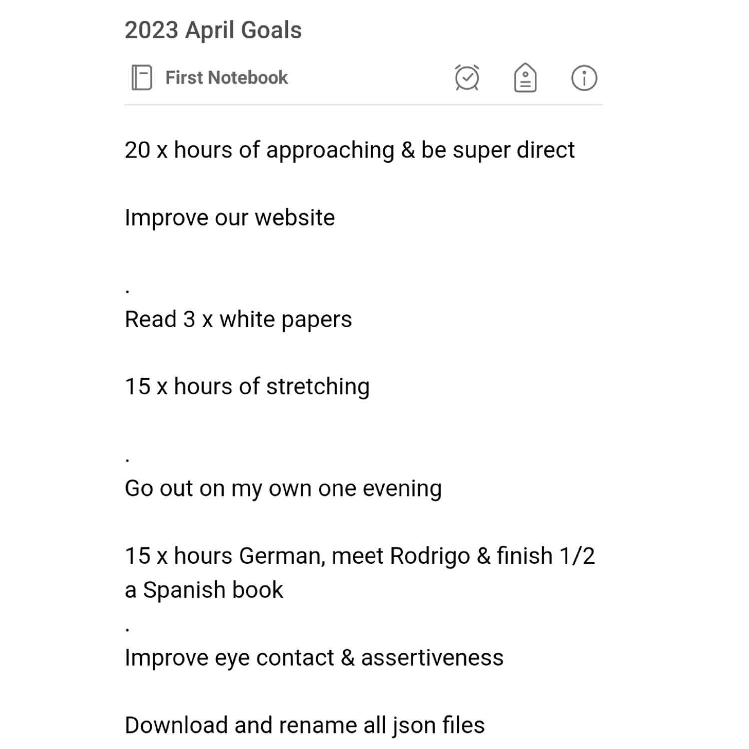 Kyrin's 2023 April Goals