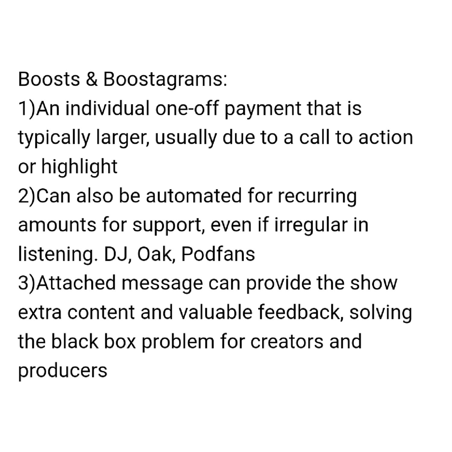 Boosts/Boostagrams