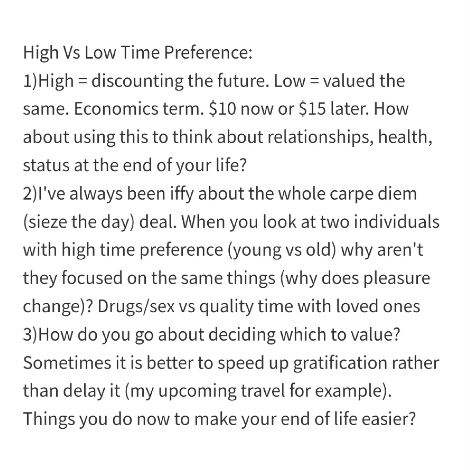 High vs low time preference