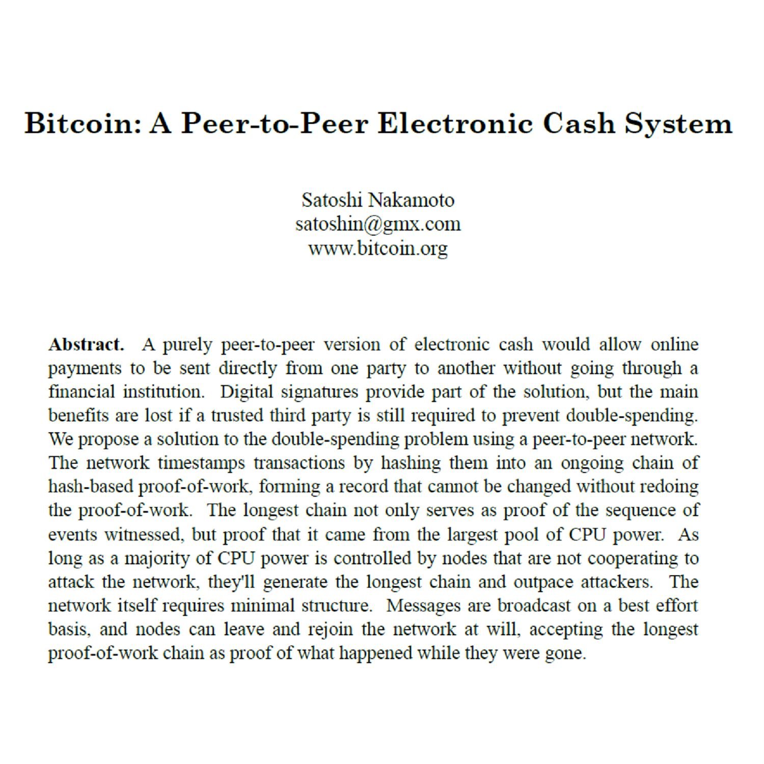 V4V: Read the bitcoin whitepaper