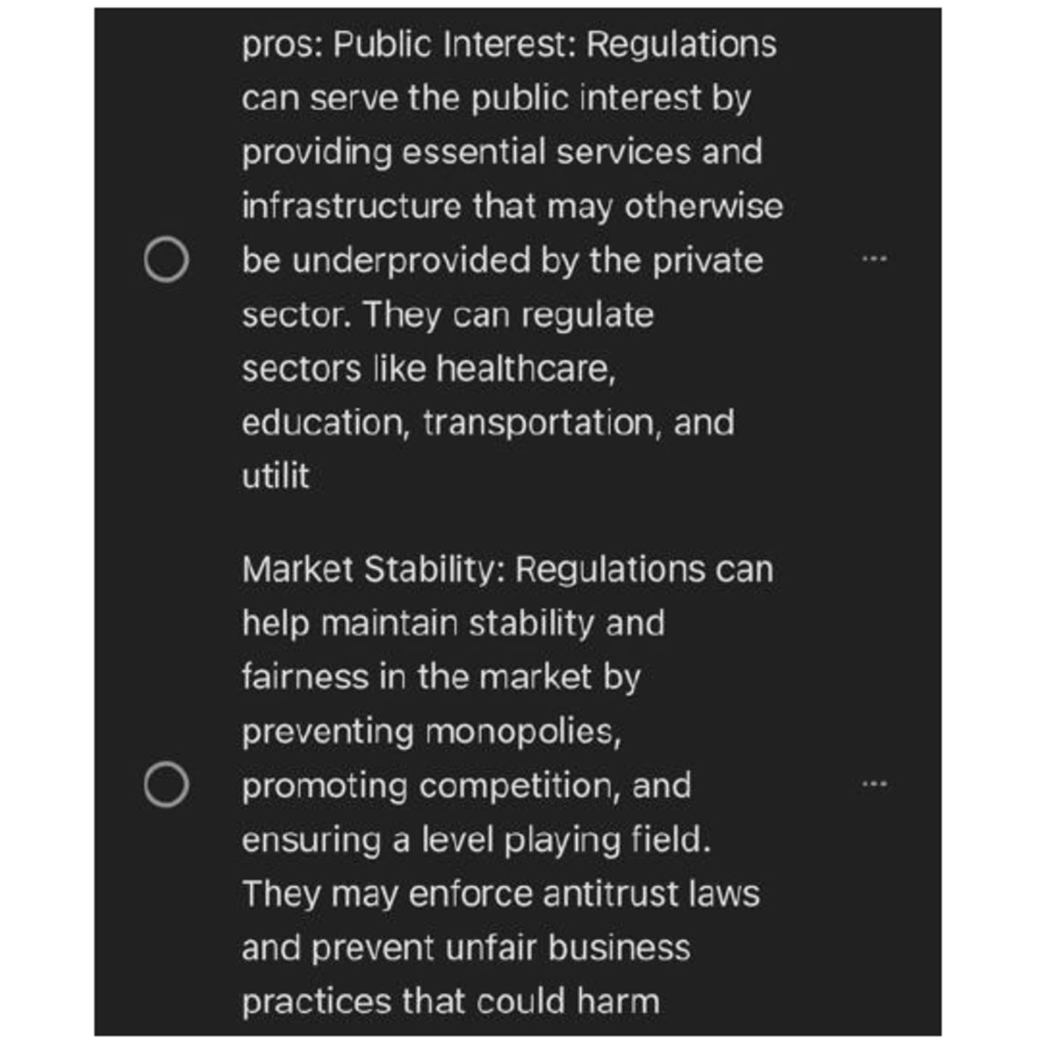 Market stability & public interest
