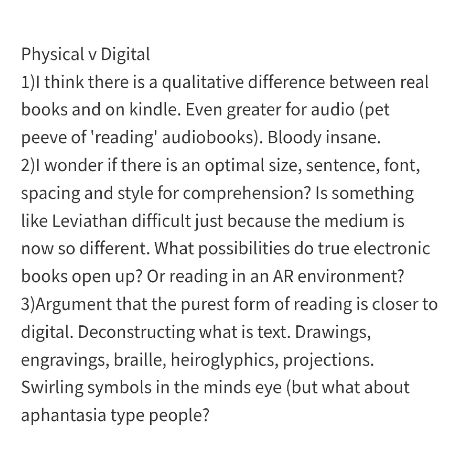 Physical vs digital text