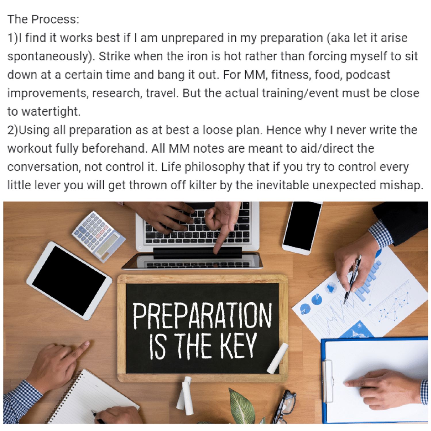 The process of preparing
