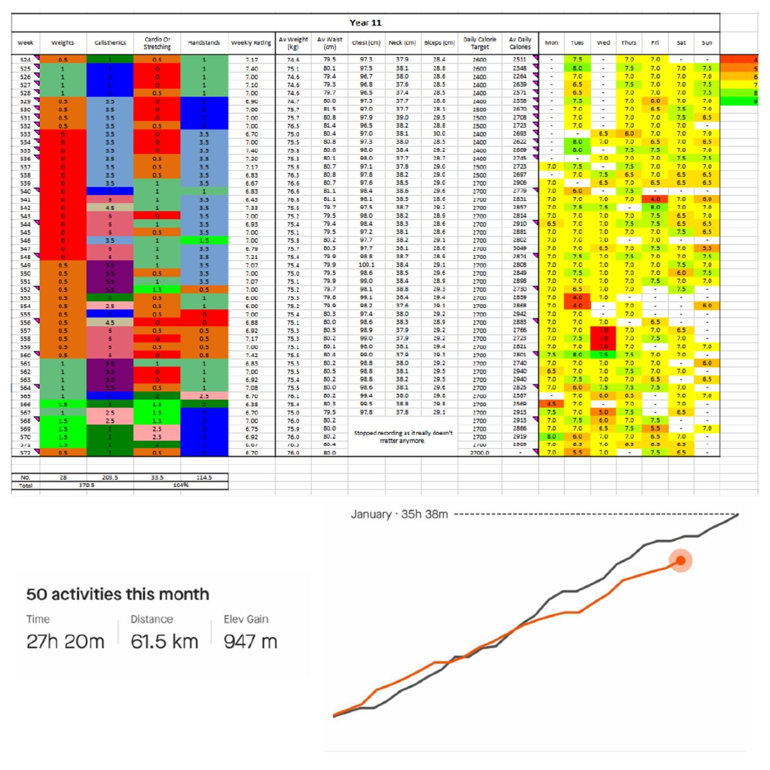 The Topic: 572 weeks of gym data