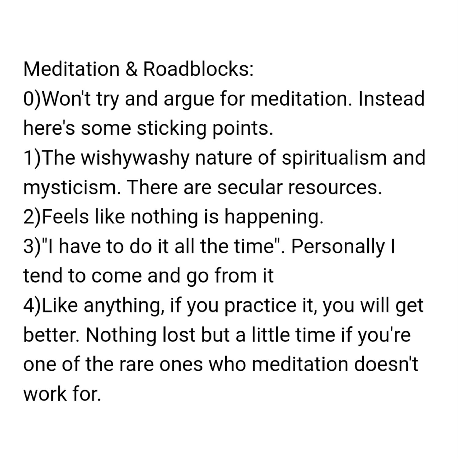 Meditation & roadblocks