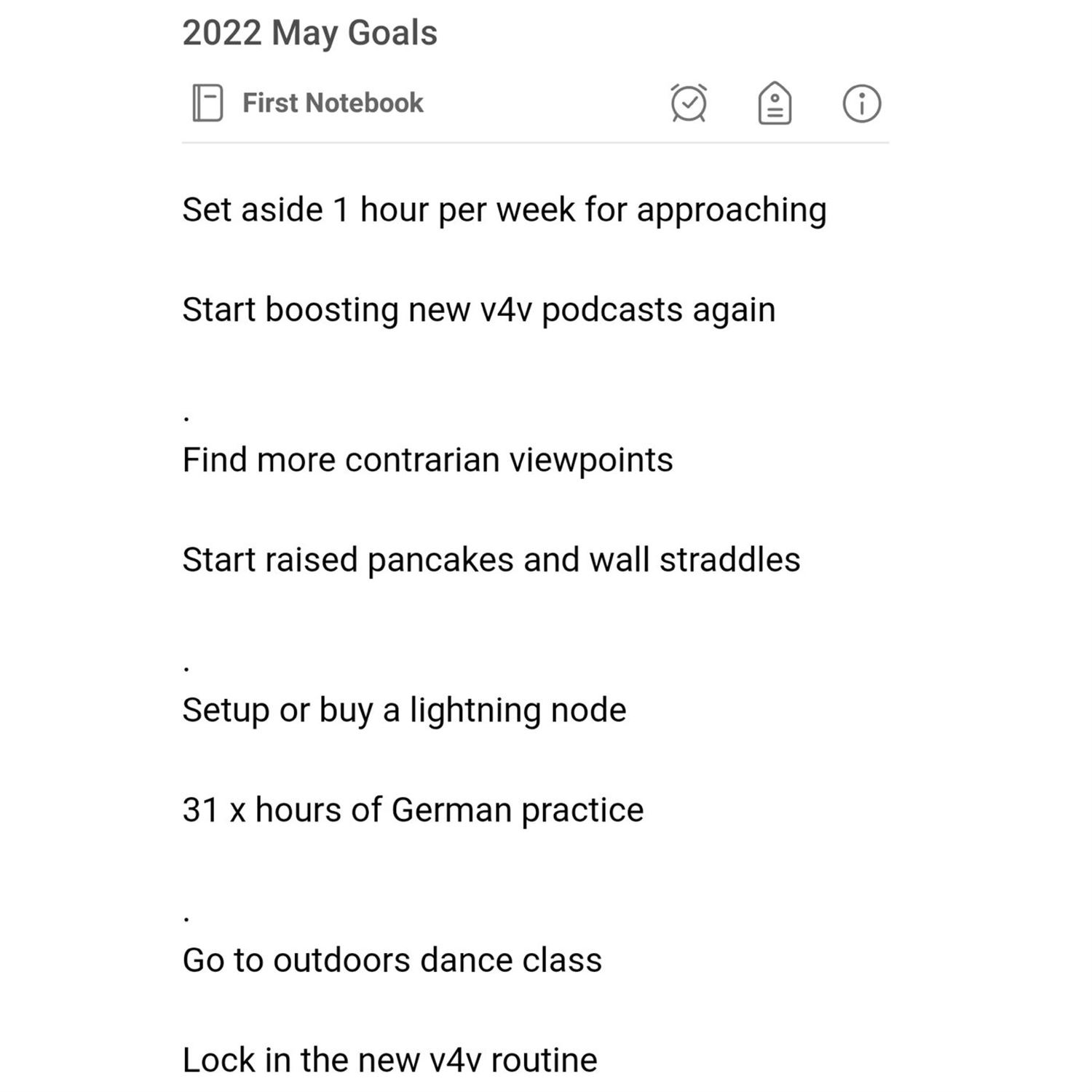 My May Goals: 1st Half