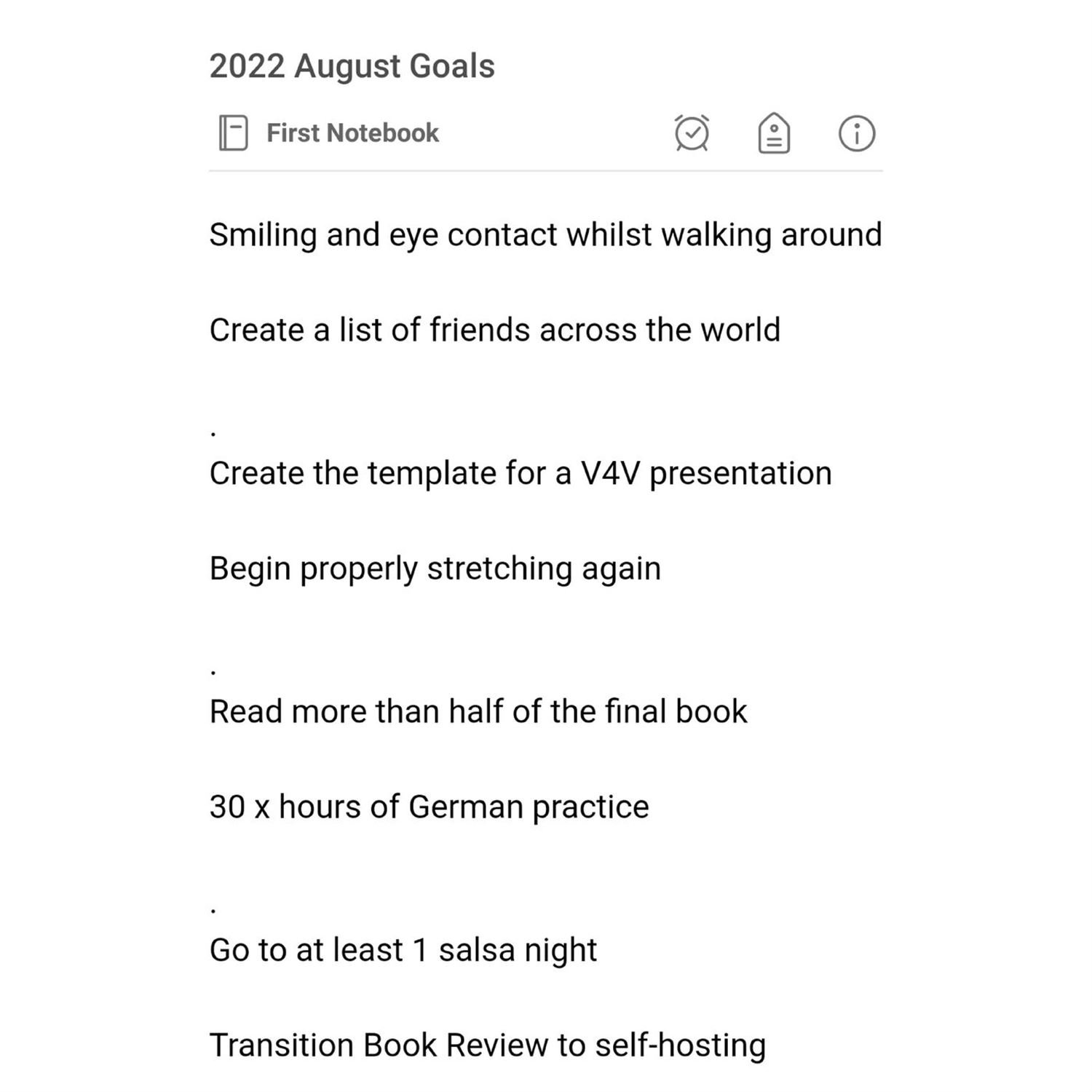 Kyrin's August Goals