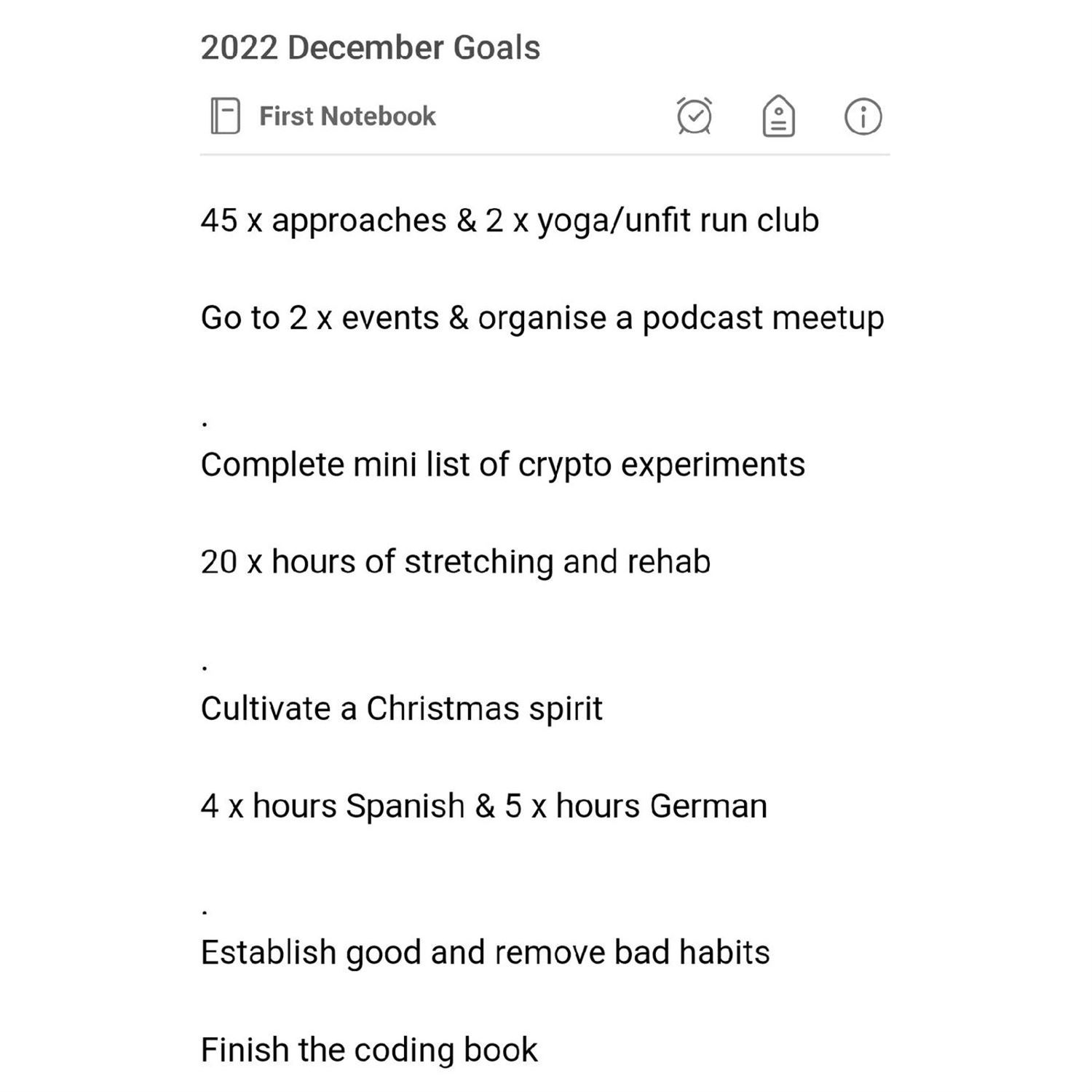 Kyrin's December Goals