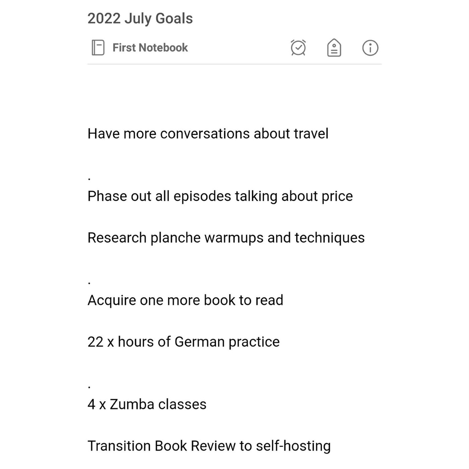 Kyrin's July Goals