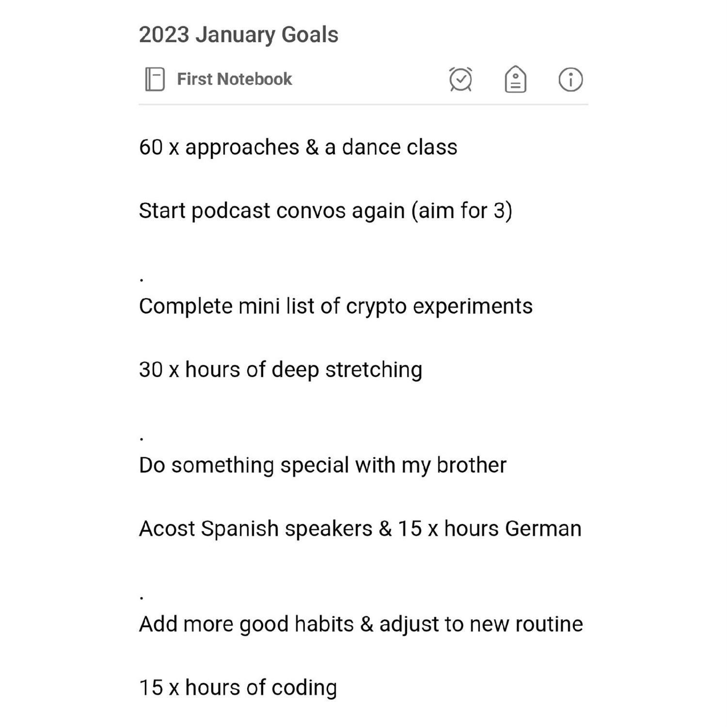 My January 2023 goals