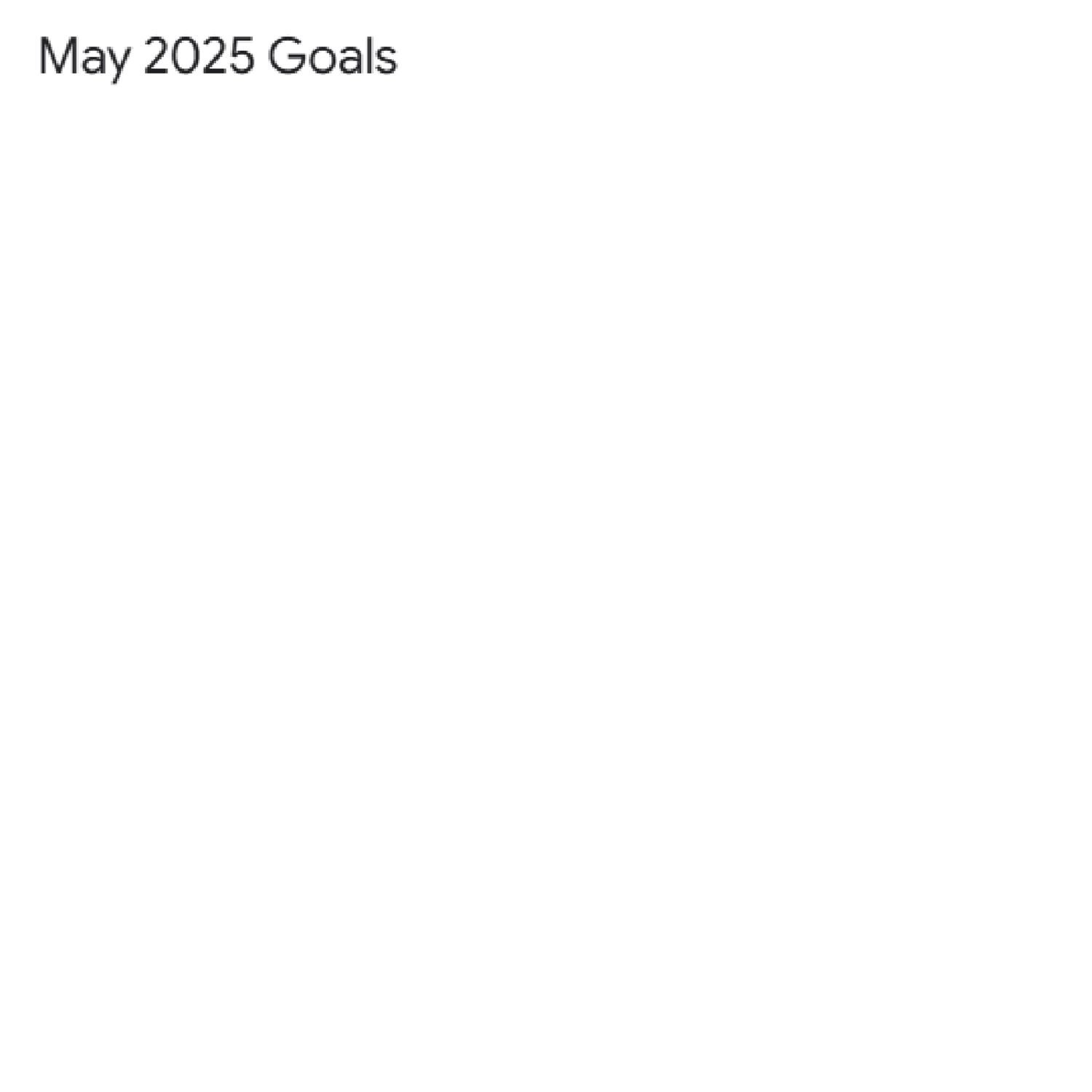 Kyrin's May 2025 Goals