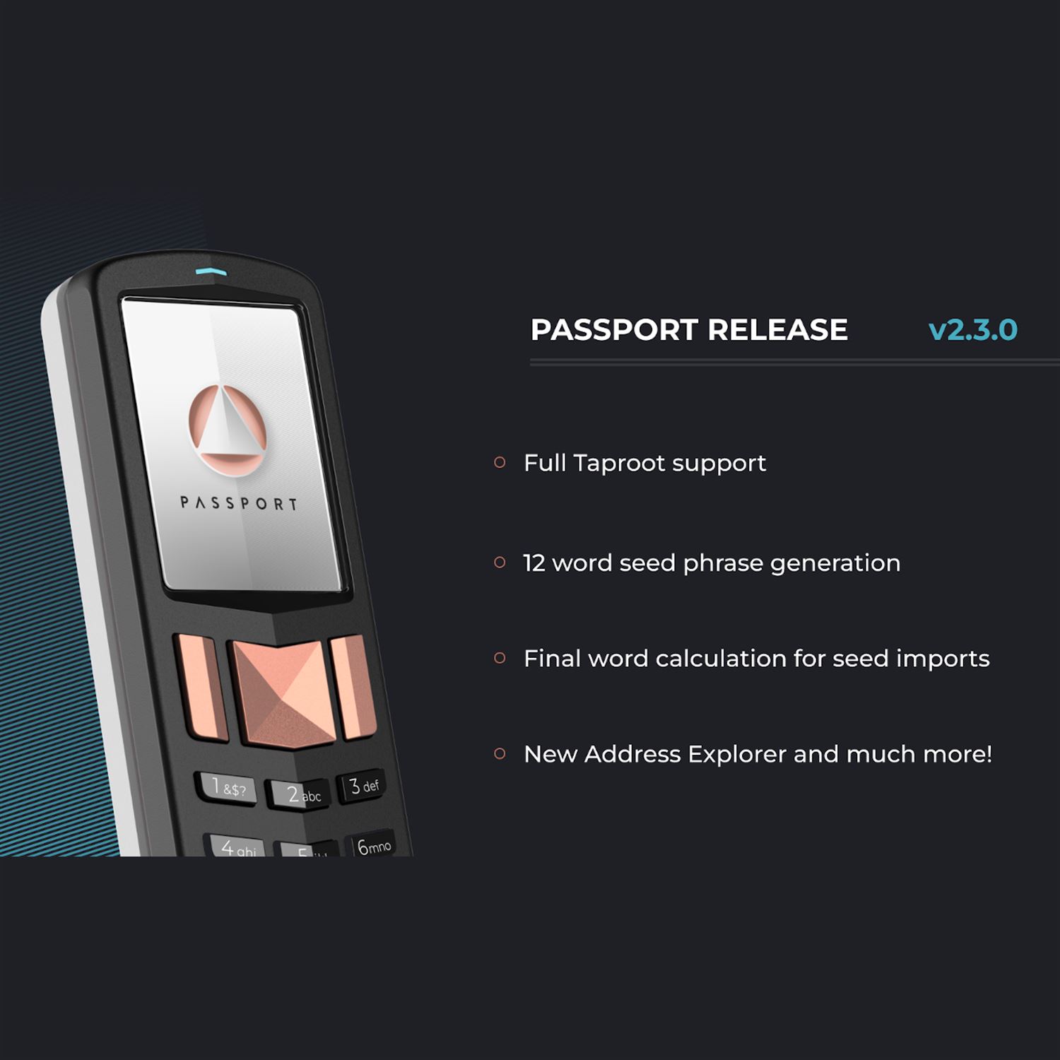 FOUNDATION Passport Firmware v2.3.0: 12 Word Seed Generation