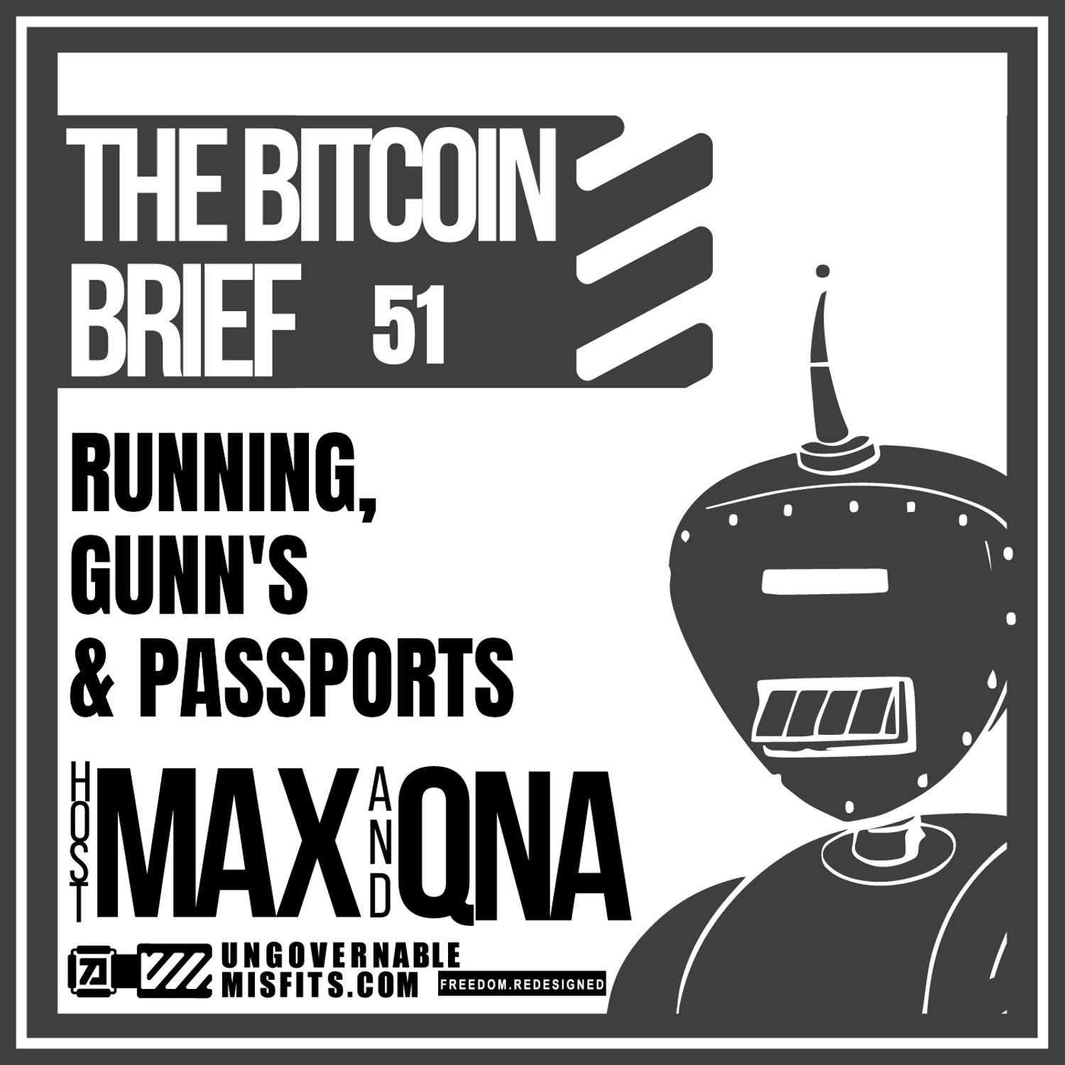 Running, Gunns & Passports | The Bitcoin Brief 51 Artwork